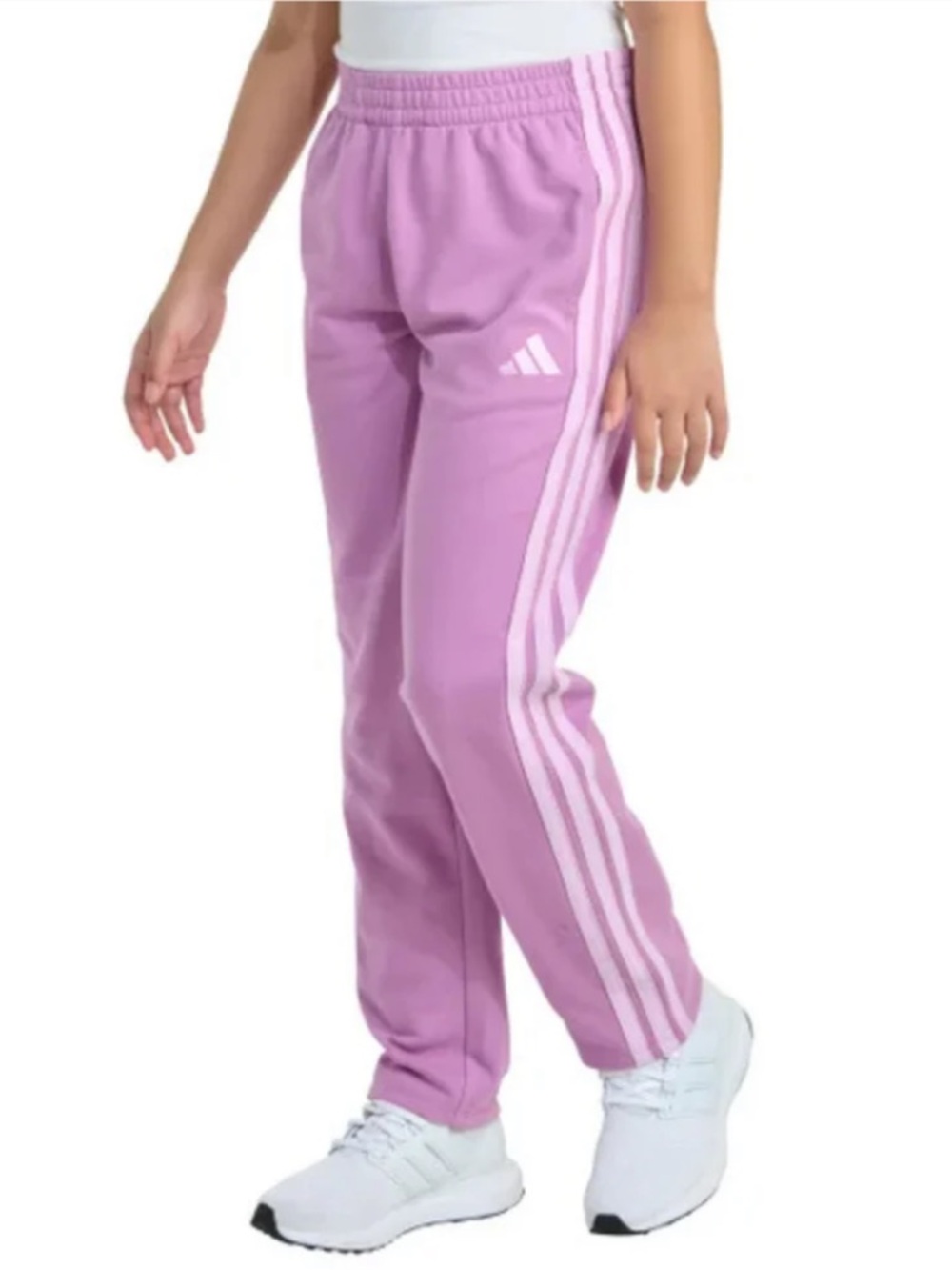 adidas Kids Lavender Pink Joggers with light pink Three Stripes - Picture 2 of 5